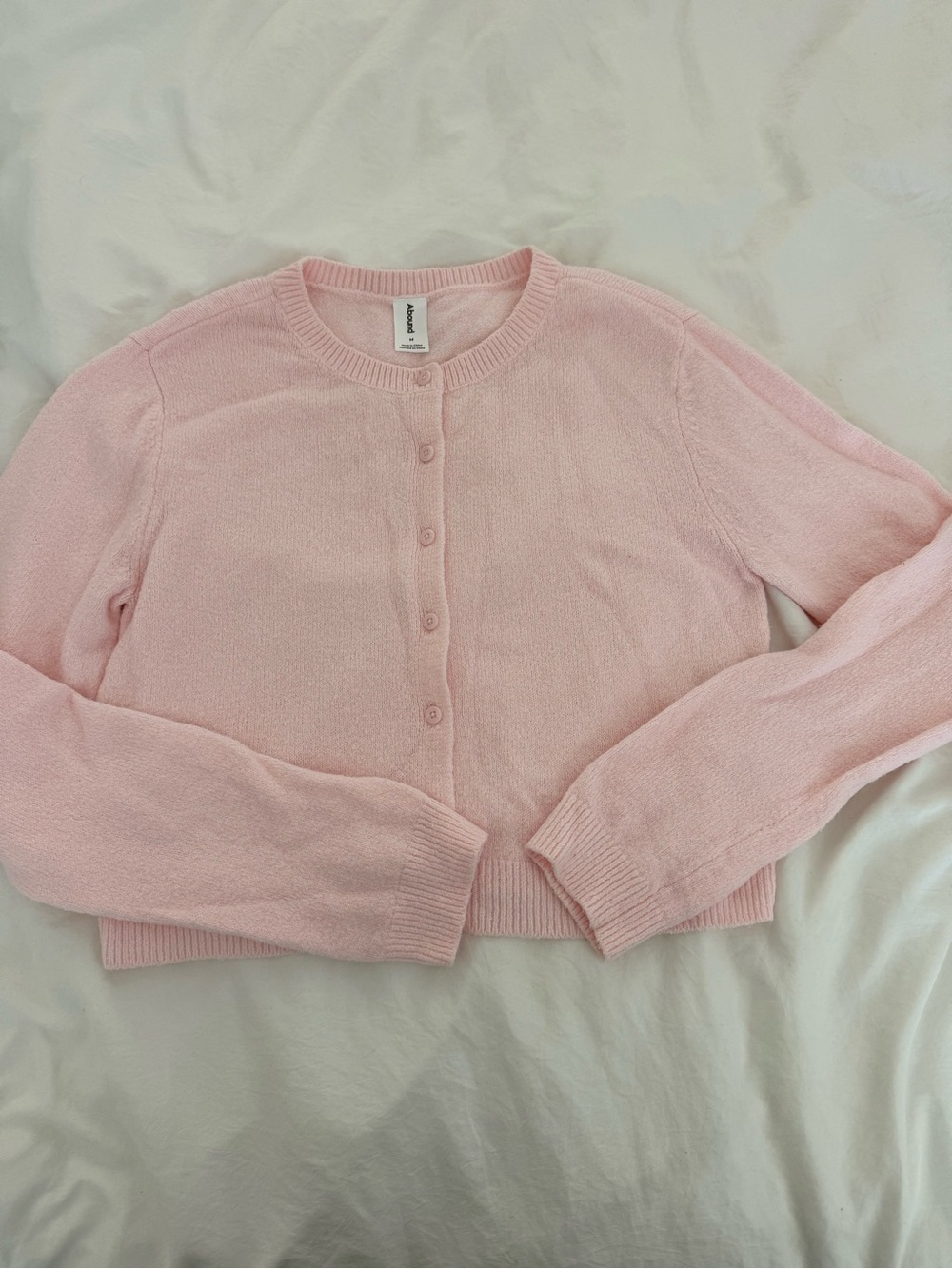 Abound Pastel Pink Crewneck Button Cardigan